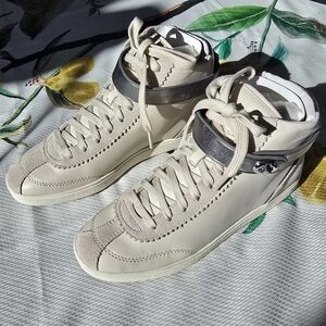 Coach C213 High Top Sneakers Chalk Sheep Nappa Suede Size 8